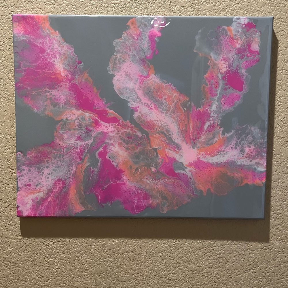 Acrylic Pour Painting Resin sealed 16x20  (NWOT)
